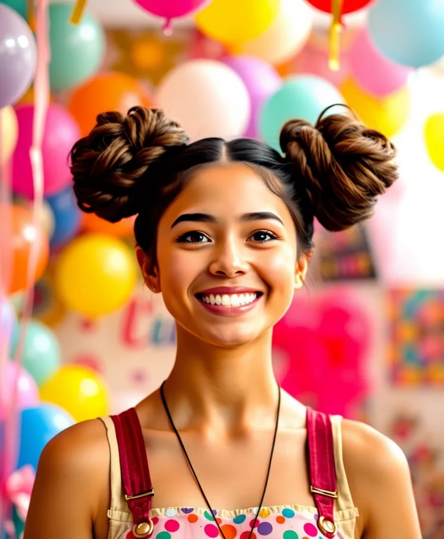 25 Stunning Birthday Hairstyles for Your Celebrations (You Won't Believe #12!) - 11. Fun Space Buns