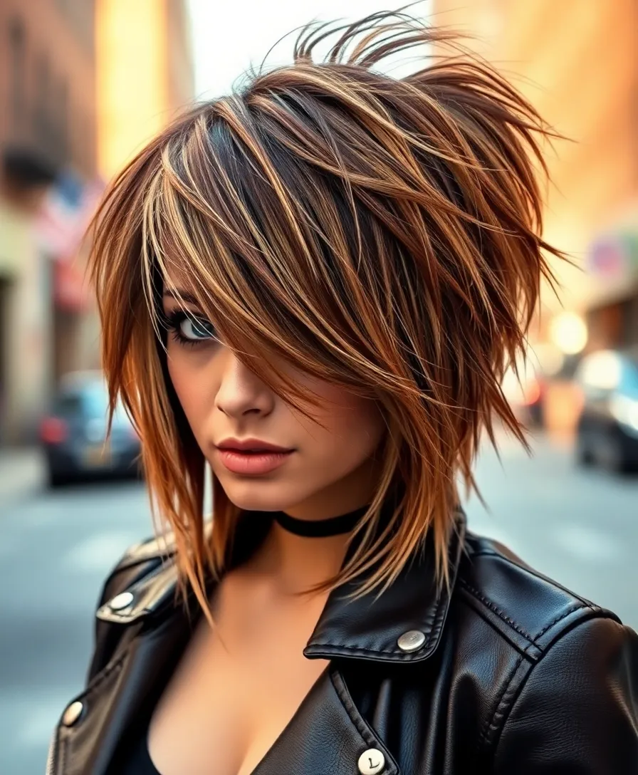 15 Stunning Hairstyles with Caramel Highlights That Will Turn Heads! - 10. Edgy Shag with Caramel Highlights