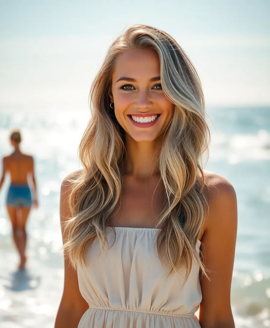 15 Shining Hairstyles With Silver Highlights That'll Make You Shine Brighter Than a Diamond! - 2. Beachy Waves with Silver Lowlights