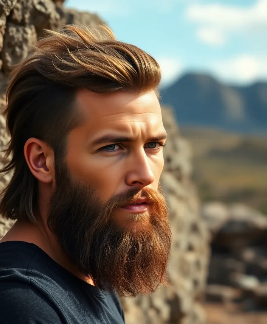 15 Stylish Faded Mullet Hairstyles for Men to Inspire Your Next Look! - 11. Mullet with Beard