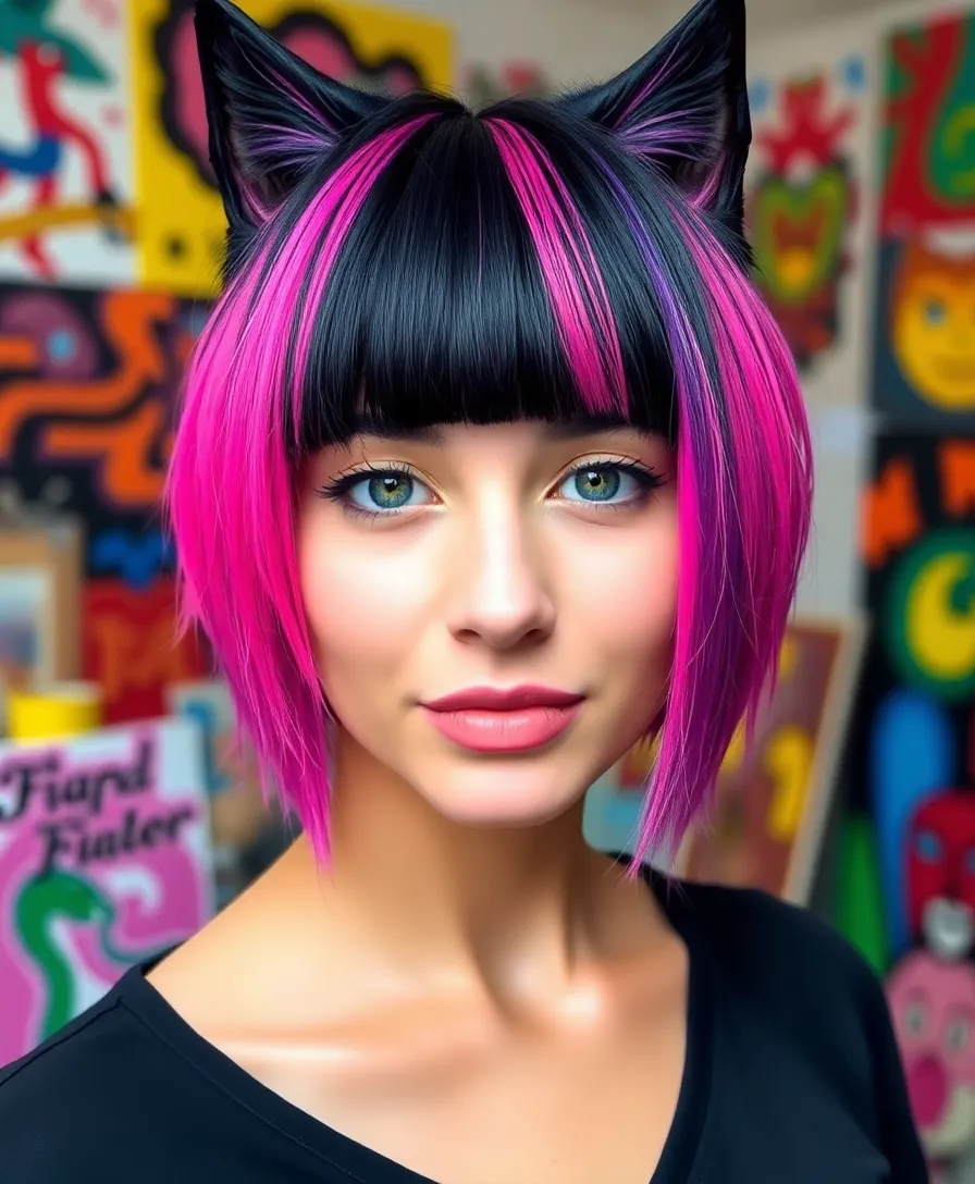 15 Trendy Short Wolf Cuts With Curtain Bangs That Will Leave You Speechless! - 6. Vibrant Color Play