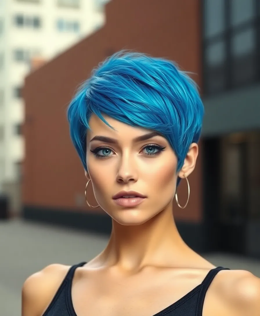 15 Wolf Cuts Without Bangs That Are Taking the Fashion World by Storm (You Won't Believe #7!) - 2. Bold and Bright: Electric Blue Wolf Cut