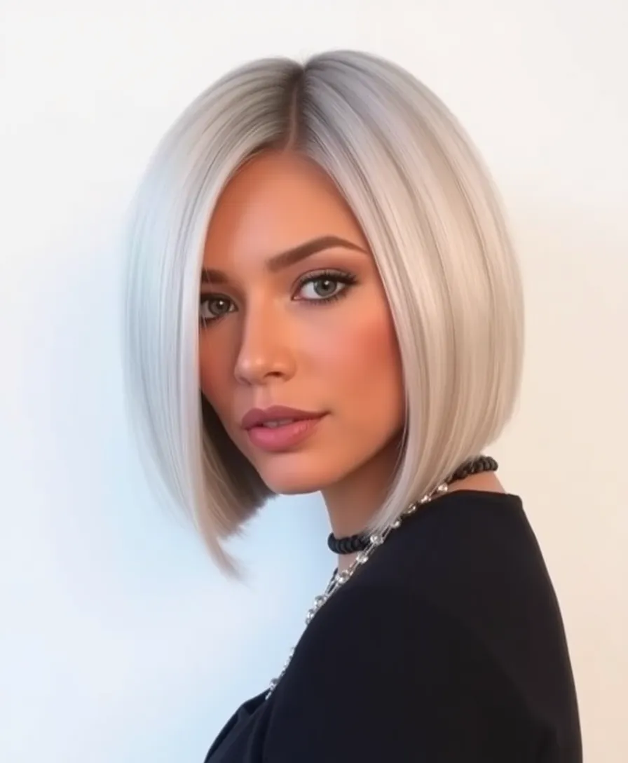 15 Shining Hairstyles With Silver Highlights That'll Make You Shine Brighter Than a Diamond! - 1. Sleek Silver Bob