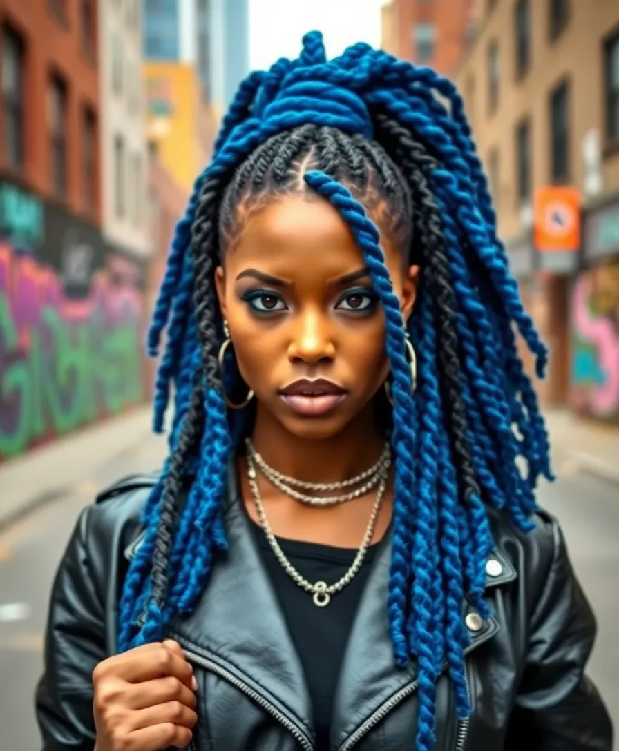 15 Stunning Hairstyles with Dyed Locs That'll Turn Heads Everywhere! - 3. Bold Blue Locs