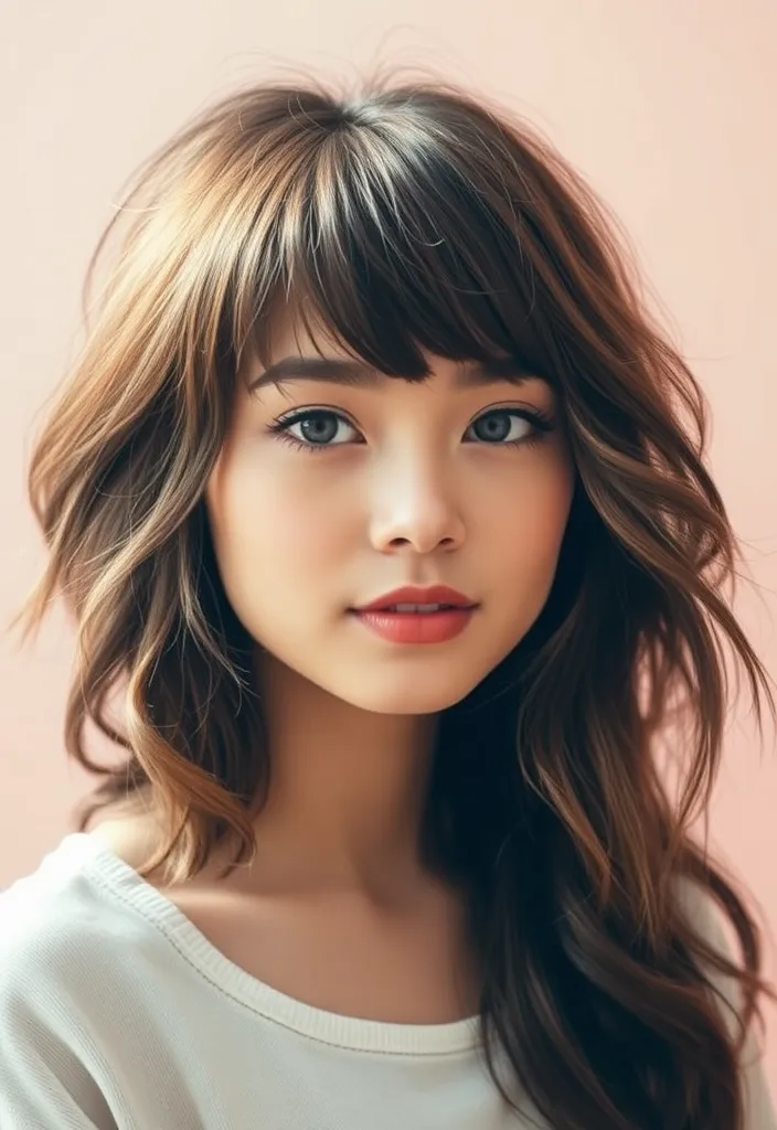 20 Fluffy Wolf Cut Ideas That Will Transform Your Look Instantly! - 2. Textured Bangs with Wolf Cut