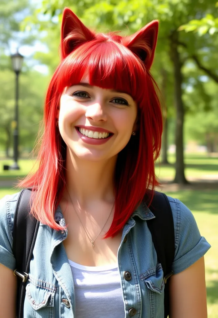 25 Fiery Red Wolf Cut Ideas That'll Make You the Talk of the Town! - 4. Fiery Red with Bangs