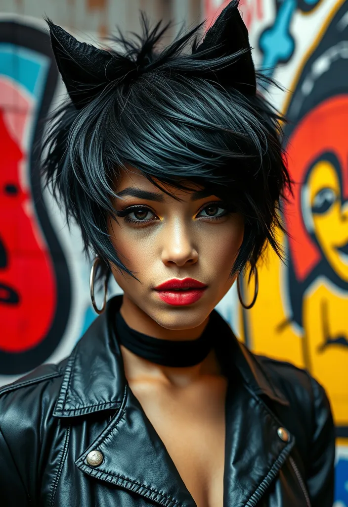 25 Black Wolf Cut Ideas for Women That Will Make Heads Turn! - 5. Textured Black Wolf Cut