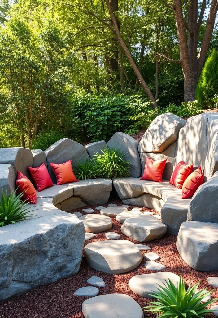 26 River Rock Landscaping Ideas That Will Transform Your Outdoor Space! - 21. Create a River Rock Seating Area