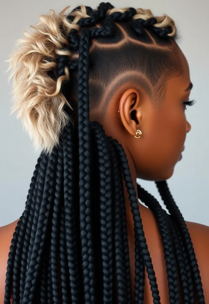 15 Trendy Wolf Cuts With Braids That Will Elevate Your Style Game! - 1. Textured Wolf Cut with Box Braids