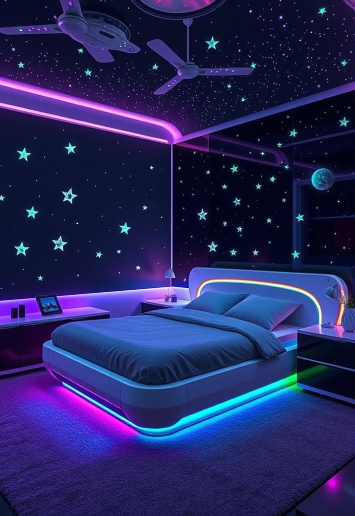 22 Awesome Teen Boy Bedroom Ideas Every Teenager Will Love! - 10. Futuristic Space Theme