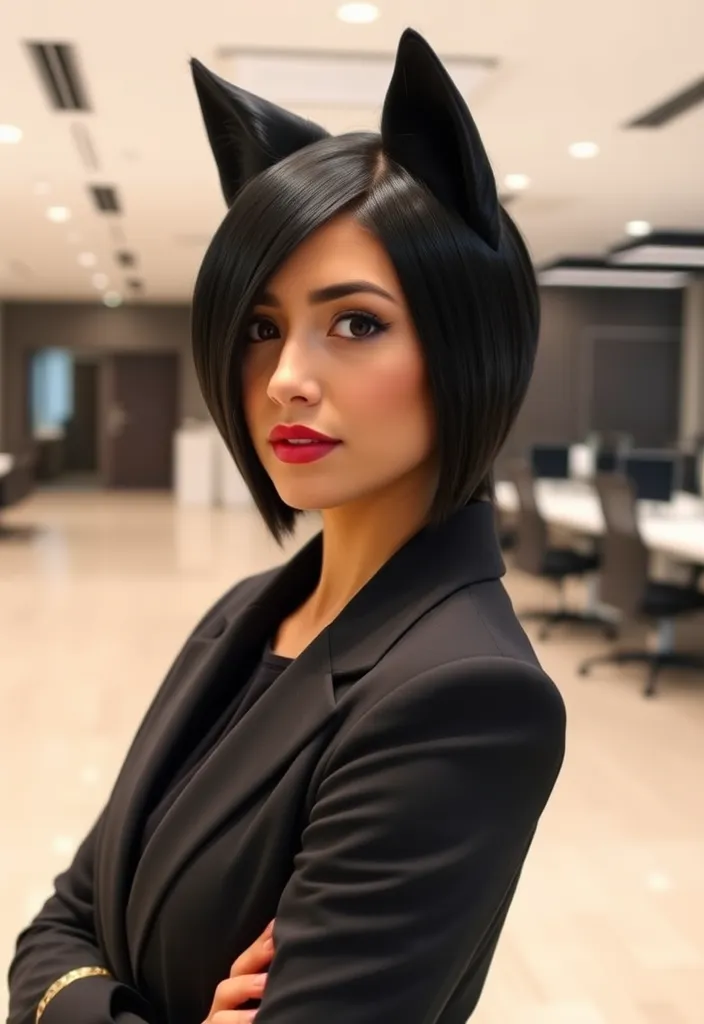 25 Black Wolf Cut Ideas for Women That Will Make Heads Turn! - 4. Sleek Black Wolf Cut