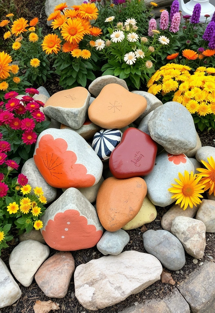 26 River Rock Landscaping Ideas That Will Transform Your Outdoor Space! - 26. Use River Rocks for Seasonal Displays