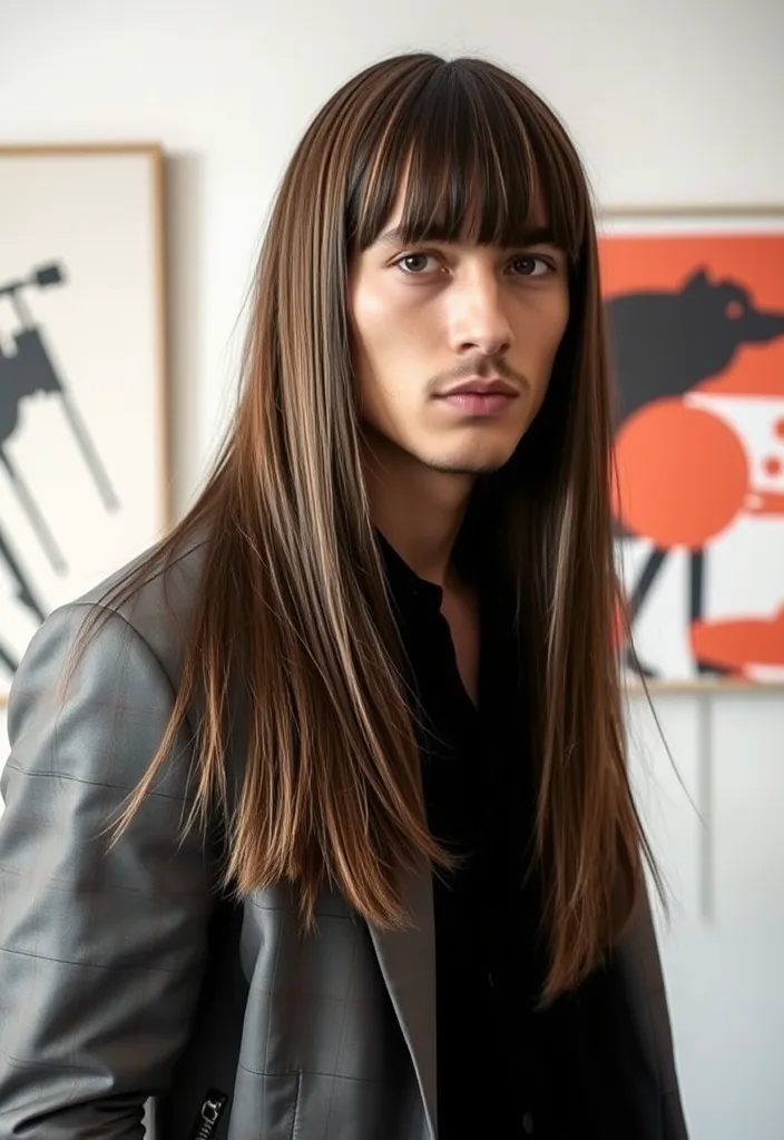 21 Stunning Haircuts for Long Haired Men That Will Turn Heads! - 21. The Long Straight Hair with Bangs