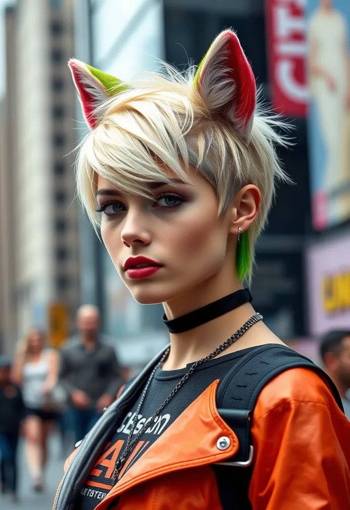 22 Stunning Blonde Wolf Cut Ideas That'll Make Heads Turn! - 13. Bold Color Accents