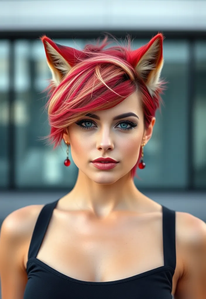 25 Fiery Red Wolf Cut Ideas That'll Make You the Talk of the Town! - 13. Red and Blonde Mix