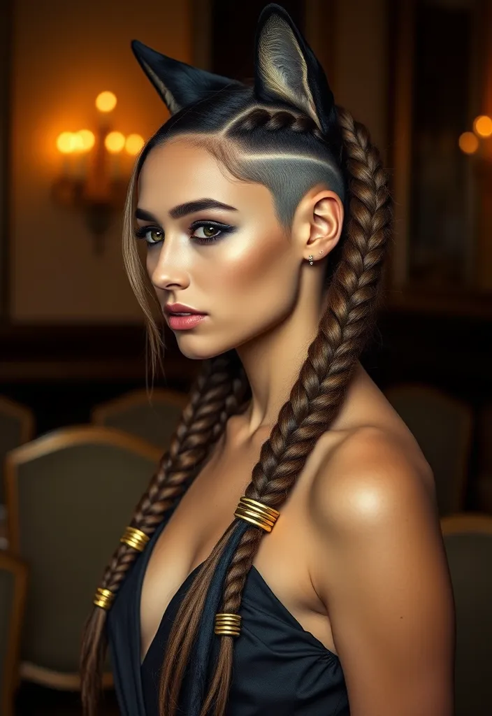 15 Trendy Wolf Cuts With Braids That Will Elevate Your Style Game! - 5. Asymmetrical Wolf Cut with Goddess Braids