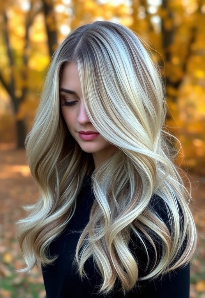 22 Stunning Fall Hair Color Ideas for Blonde That'll Make Heads Turn! - 19. Silver Blonde with Warm Brown Lowlights