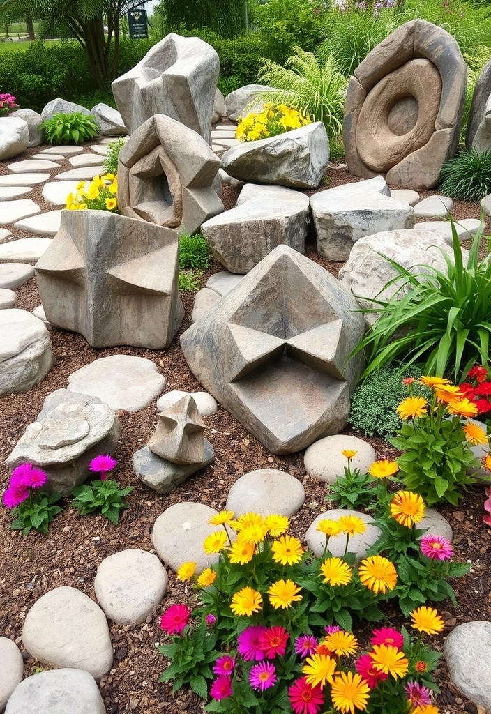 26 River Rock Landscaping Ideas That Will Transform Your Outdoor Space! - 16. Use River Rocks to Create Art Installations