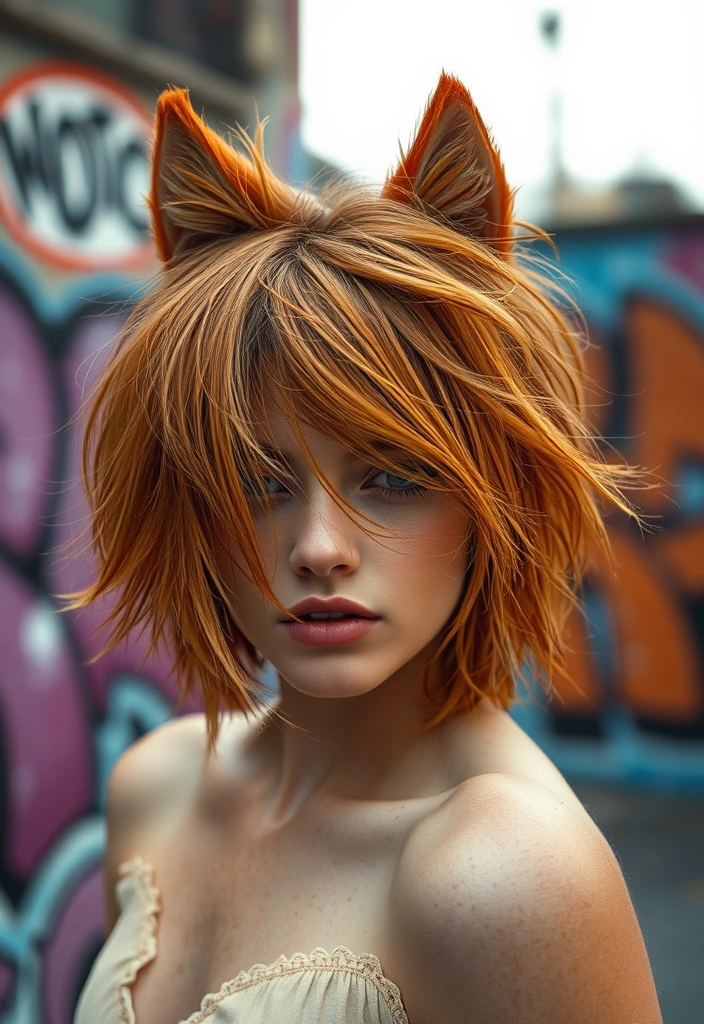 24 Spicy Ginger Wolf Cut Ideas That Will Make You the Envy of All Your Friends! - 2. Choppy Layered Wolf Cut