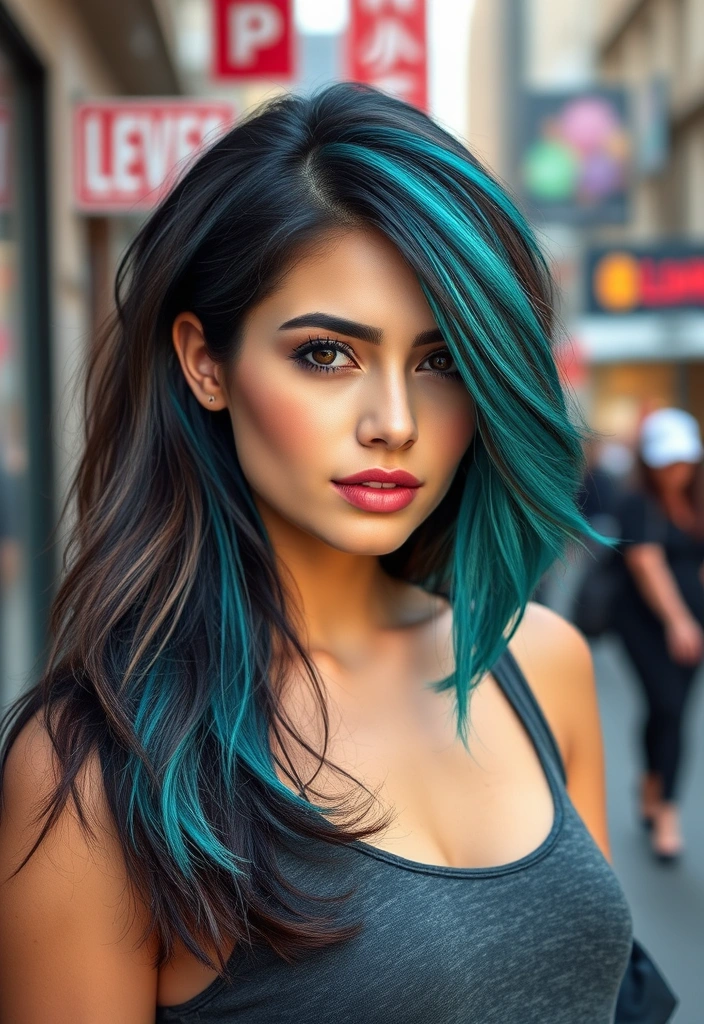 23 Summer Hair Color Ideas for Brunettes That Will Have Everyone Staring at You! - 9. Espresso Brown with Teal Tips