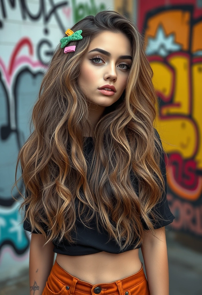 26 Elegant Hairstyles for Wavy Hair That Will Turn Heads! - 23. Wavy Hair with Statement Clips