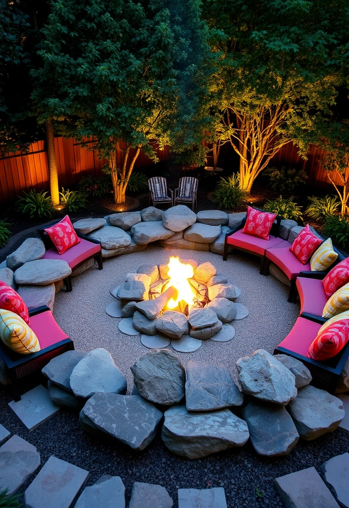 26 River Rock Landscaping Ideas That Will Transform Your Outdoor Space! - 8. Create a Fire Pit Area