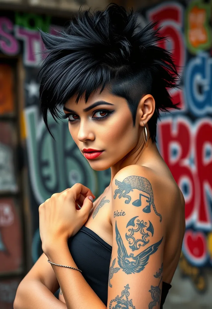 25 Black Wolf Cut Ideas for Women That Will Make Heads Turn! - 7. Black Wolf Cut with Undercut