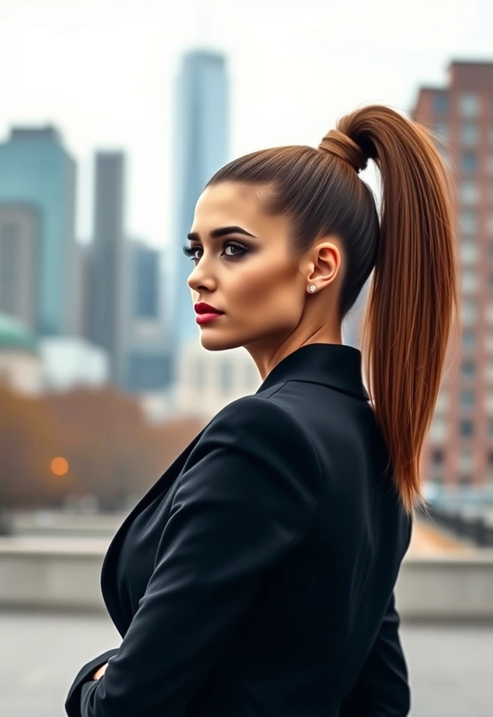 25 Chic and Classy Hairstyles for Women With Long Hair - 2. Sleek High Ponytail