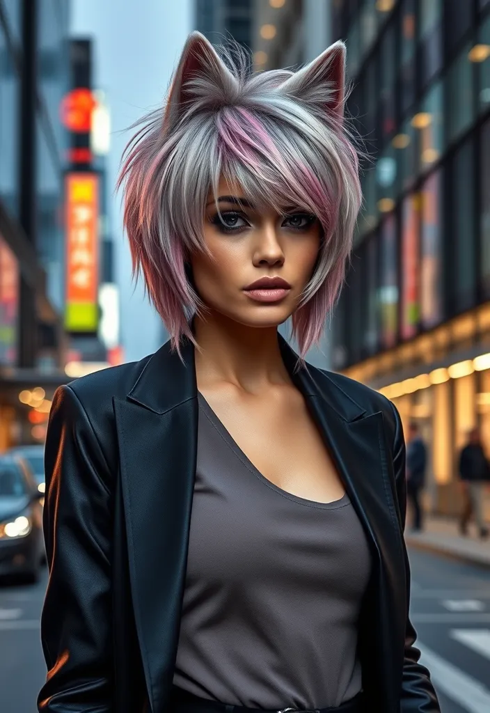 15 Eye-Catching Pink Wolf Cuts That Will Turn Heads Everywhere! - 6. Silver Pink Ombre