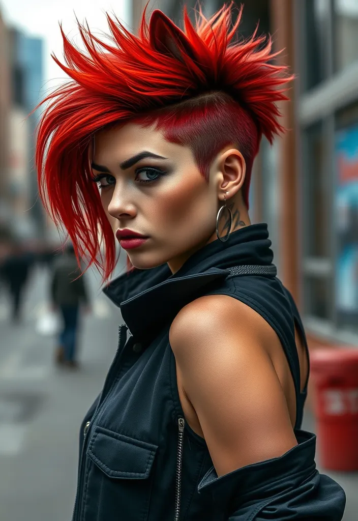 25 Fiery Red Wolf Cut Ideas That'll Make You the Talk of the Town! - 11. Wildfire Red with Undercut