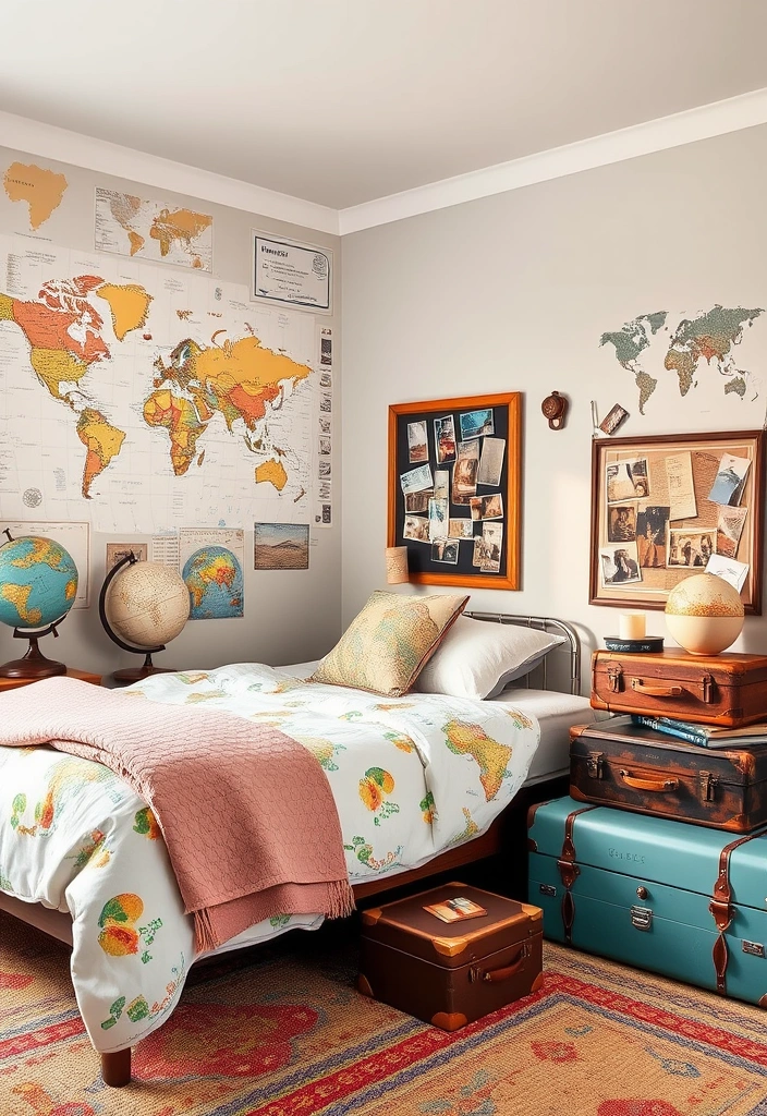 22 Awesome Teen Boy Bedroom Ideas Every Teenager Will Love! - 16. Travel-Inspired Bedroom