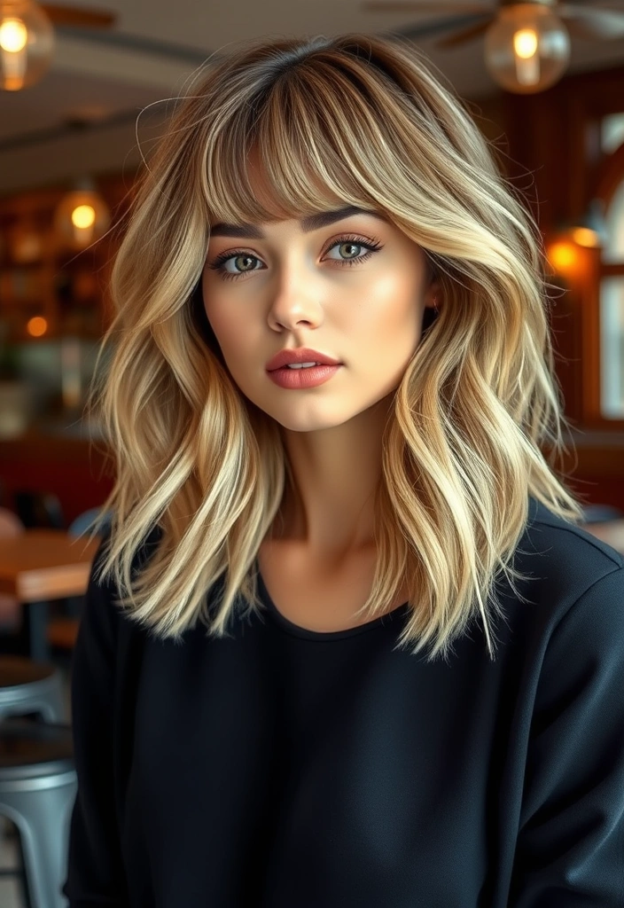 26 Elegant Hairstyles for Wavy Hair That Will Turn Heads! - 12. Wavy Lob with Bangs