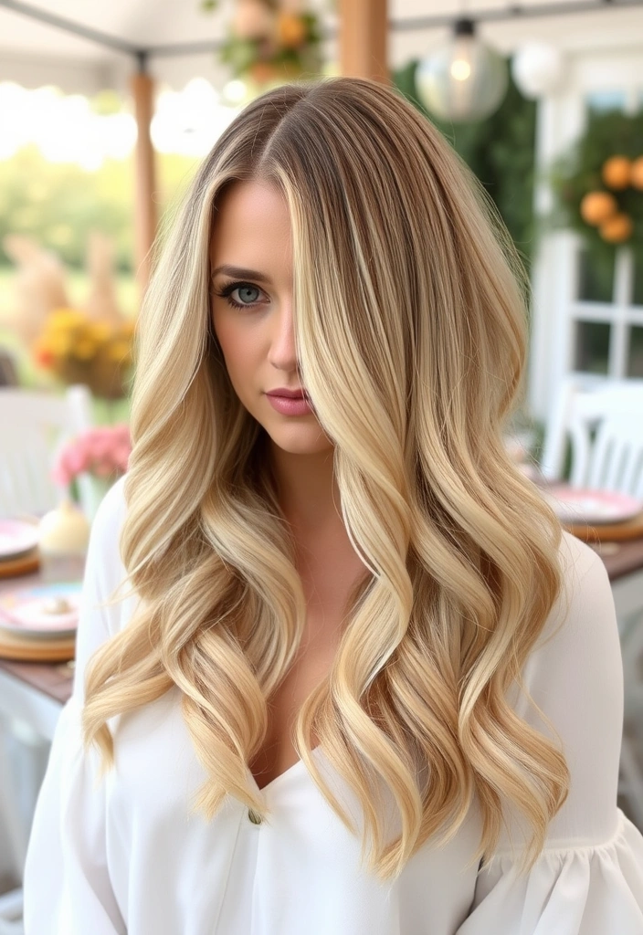 22 Stunning Fall Hair Color Ideas for Blonde That'll Make Heads Turn! - 13. Champagne Blonde with Peach Highlights