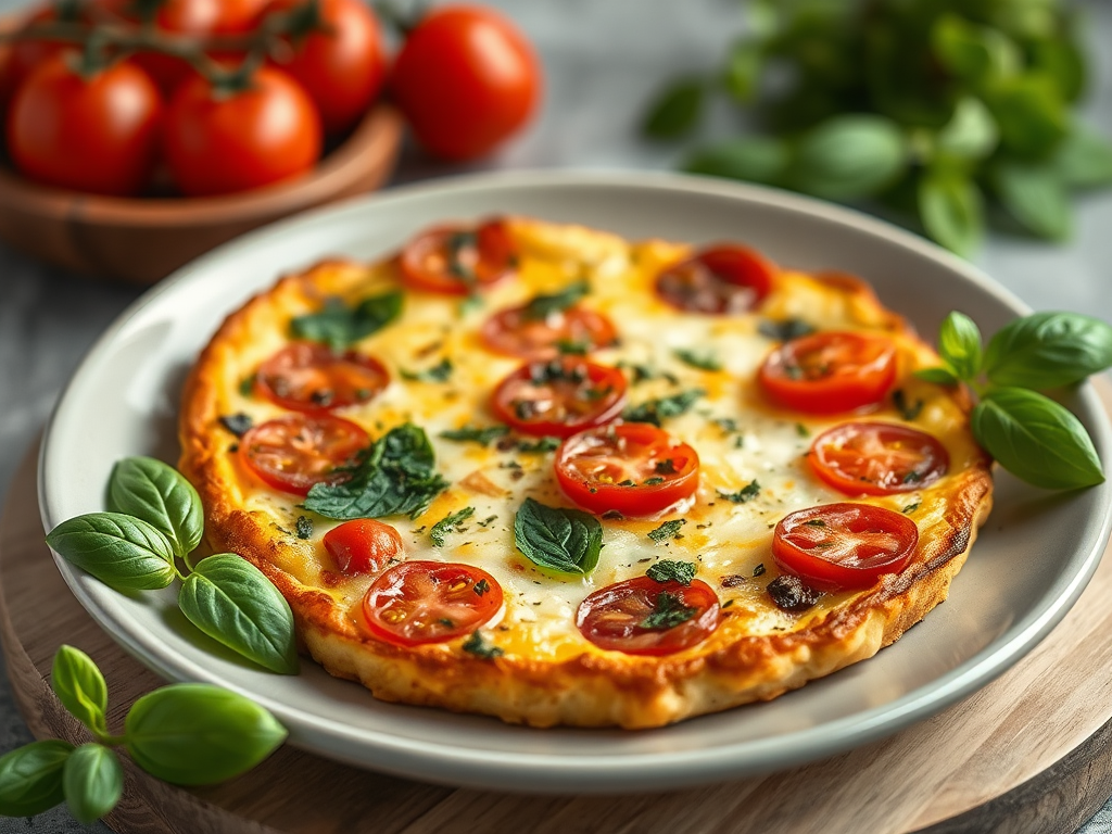 Image for Caprese Frittata with Fresh Basil and Cherry Tomatoes: