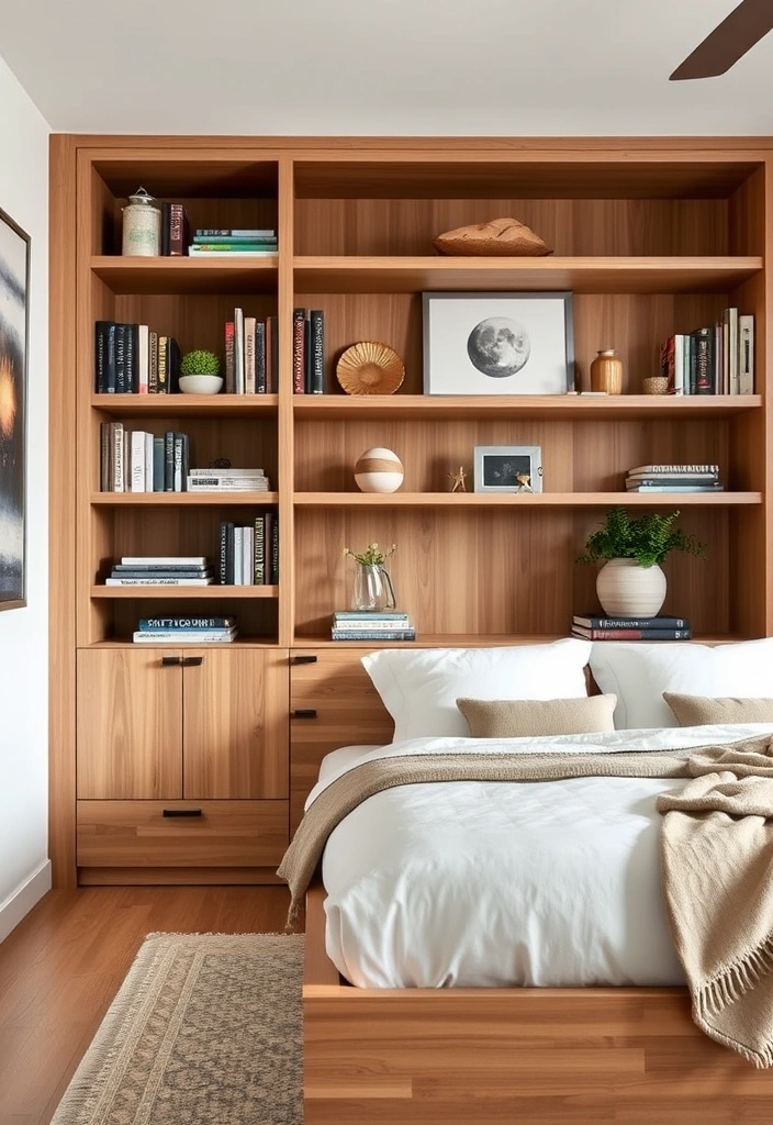 21 Stylish Organic Modern Bedroom Ideas That Will Transform Your Space! - 14. Custom Built-Ins for Functionality