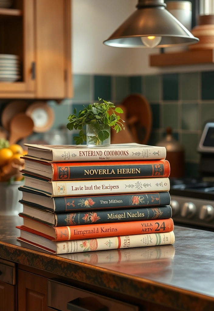 23 Cottagecore Kitchen Designs That Will Make You Feel Like You’re in a Fairytale! - 11. Vintage Cookbooks Display