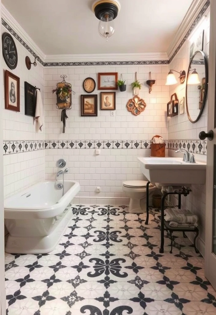 25 Moody Vintage Bathroom Decor Ideas That'll Transform Your Space! - 7. Vintage Tile Patterns