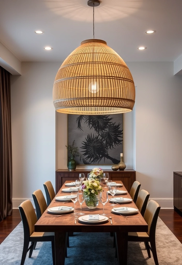 24 Organic Modern Dining Room Ideas That Will Transform Your Space! - 4. Statement Lighting Fixtures