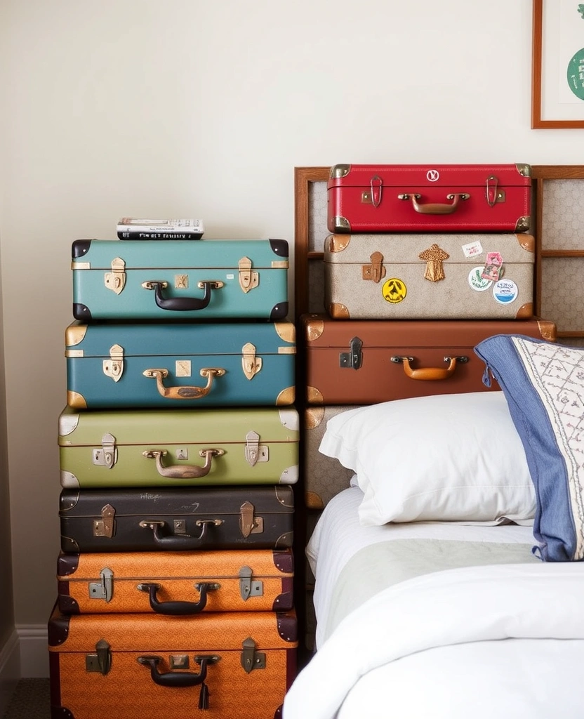 21 Cottagecore Bedroom Ideas That'll Make You Feel Like You're in a Fairytale! - 25. Vintage Suitcase Storage