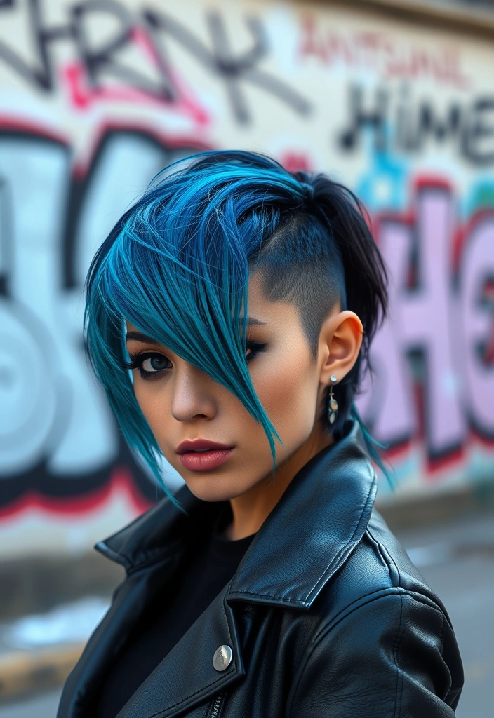 30 Stylish Hime Haircut Ideas That Will Make You Stand Out! - 11. Bold Color Block Hime Haircut