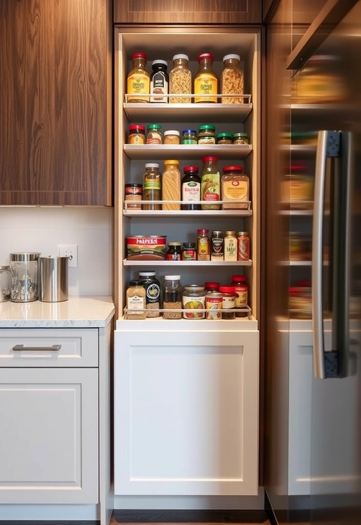 20 Clever Small Kitchen Ideas That Will Maximize Your Space Like Never Before! - 13. Roll-Out Pantry