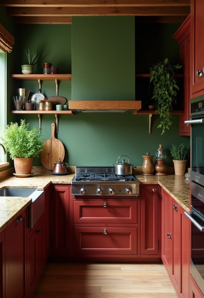 25 Stunning Paint Colors for Cherry Cabinets That Will Transform Your Kitchen! - 10. Deep Olive Green