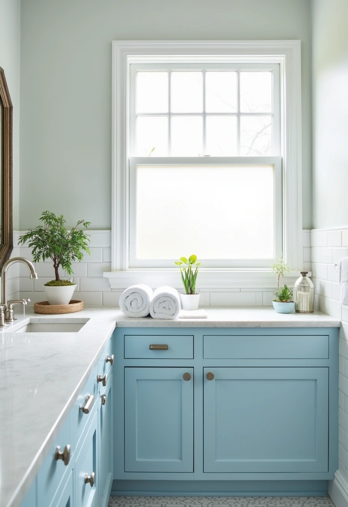 22 Best Paint Colors for Bathroom Cabinets That Will Transform Your Space! - 1. Tranquil Sky Blue