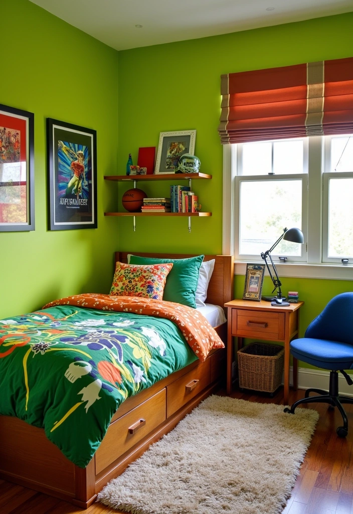 24 Best Paint Colors for Boys Room That Will Make You Want to Move In! - 13. Vibrant Lime Green