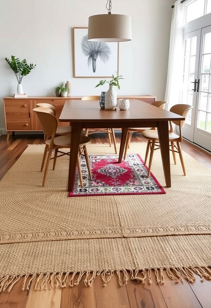 24 Organic Modern Dining Room Ideas That Will Transform Your Space! - 17. Layered Rugs