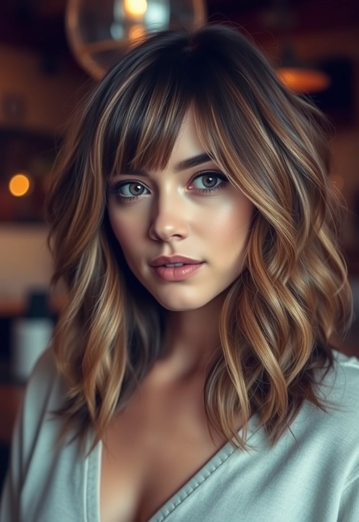 20 Stunning Haircuts With Curtain Bangs That Will Transform Your Look! - 5. Layered Medium Cut with Curtain Bangs