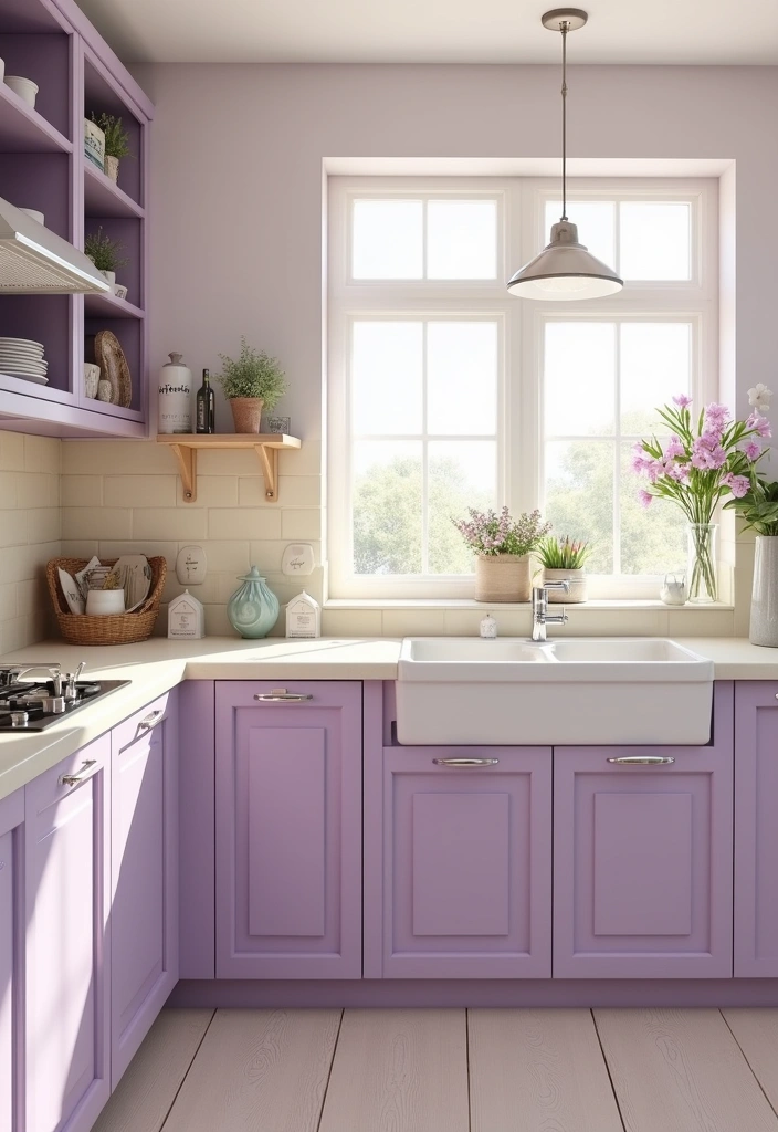 26 Stunning Kitchen Color Combinations That Will Transform Your Cooking Space (You Won't Believe #14!) - 16. Lavender and Cream