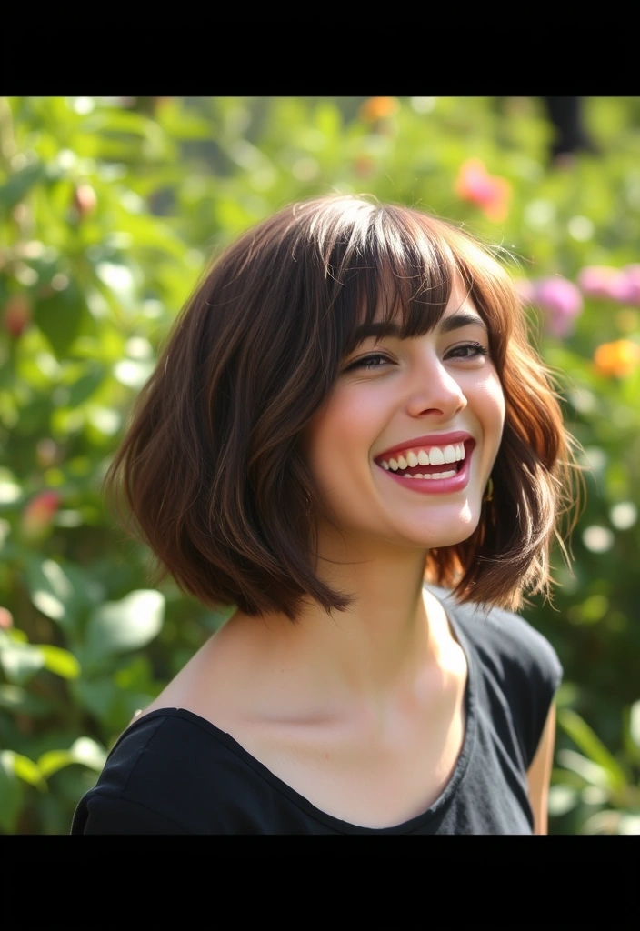 20 Modern Choppy Bob Hairstyles That Will Transform Your Look Instantly! - 13. Choppy Bob with Layers and Bangs