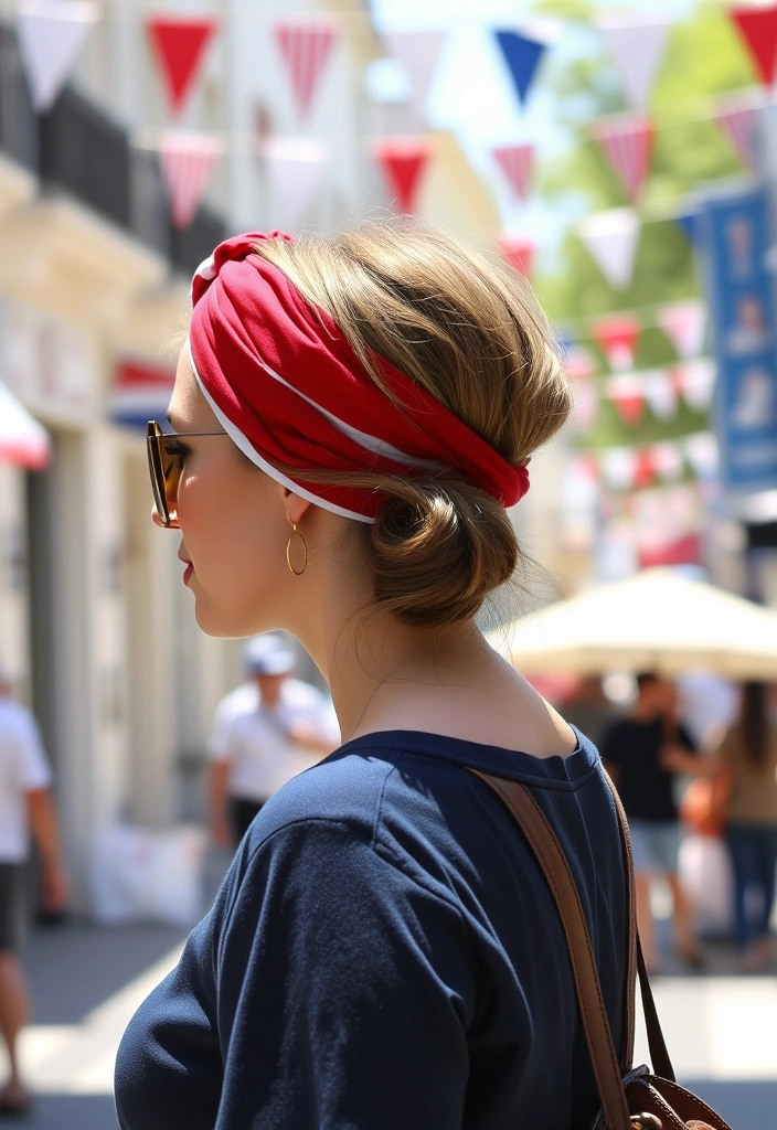 21 Patriotic and Stylish 4th of July Hairstyles That'll Make You Shine! - 11. Patriotic Headband Wrap