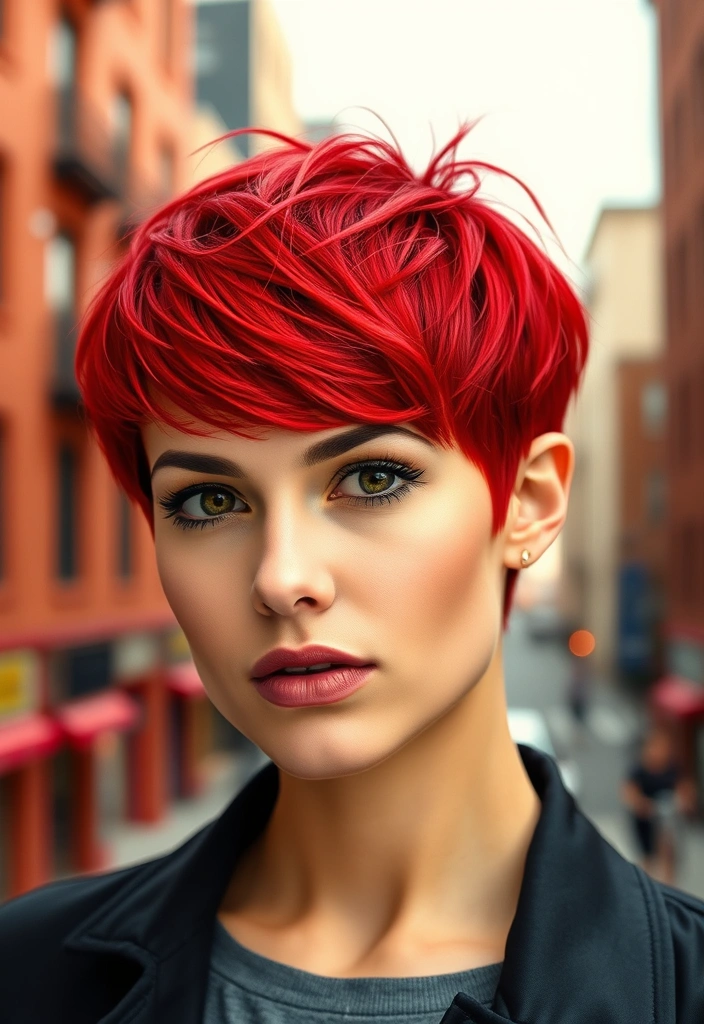 15 Blazing Red Weave Hairstyles That Will Turn Heads Everywhere! - 11. Bright Red Pixie Cut